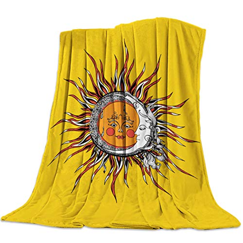 Kuscheldecke 150x200 cm gelbe Sonne Weiche Flauschige Decke für Kinder Erwachsene, Warm Wendedecke Flanell Fleecedecke TV-Decken Sofadecke Wohndecke Couchdecke Tagesdecke von HAISHO