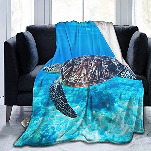 Kuscheldecke Flauschig 130x150 cm Blaue Schildkröte Weiche Flanell Fleecedecke Plüsch Decke für Kinder Mädchen Jungen, Warm Sofadecke Wohndecke Couchdecke Wolldecke Tagesdecke von HAISHO