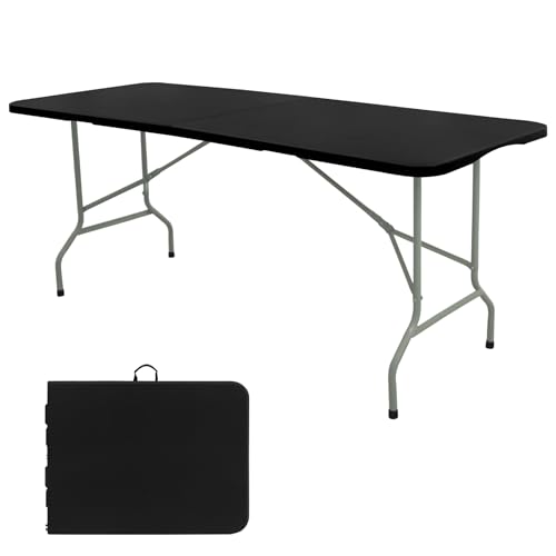 Klapptisch, 1,52 m, Campingtisch, tragbar, robuster Kunststoff, rechteckig, für den Außenbereich, Stahlbeine, zusammenklappbar, mit Tragegriff, für Innenbereich, Picknick, Party, Hochzeit Klapptisch, 1,52 m, Campingtisch, tragbar, robuster Kunststoff, rechteckig, für den Außenbereich, Stahlbeine, zusammenklappbar, mit Tragegriff, für Innenbereich, Picknick, Party, Hochzeit von HAISIWLKJ