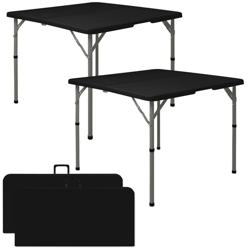Set mit 2 quadratischen Klapptischen, 86,4 cm, multifunktional, tragbar, mit Tragegriff, für Innen- und Außenbereich, Camping, Picknick, Büro, Party, HDPE-Kunststoff-Tischplatte mit Metallrahmen Set mit 2 quadratischen Klapptischen, 86,4 cm, multifunktional, tragbar, mit Tragegriff, für Innen- und Außenbereich, Camping, Picknick, Büro, Party, HDPE-Kunststoff-Tischplatte mit Metallrahmen von HAISIWLKJ
