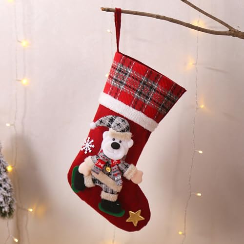 Weihnachtsstrumpf Personalisiert Weihnachtssocken Klassische 3D Weihnachtsmann Nikolausstrumpf Nikolaussocke zum Befüllen & Aufhängen Kamin Hängenden Strumpf Christmas Stockings für (D, One Size) von HAITANGUO
