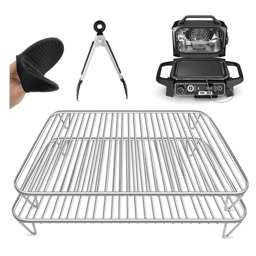 HAIWILL 2 Stück Grillrost Edelstahl für Ninja Woodfire Elektrogrill & Smoker, Grill Zubehör Kompatibel mit Ninja Wood Fire OG701EU OG751EU 7-in-1-Outdoor Grill, Spülmaschinengeeignet von HAIWILL