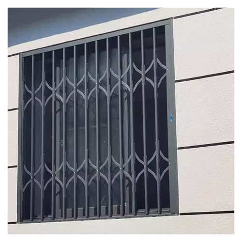 Abschließbares Diebstahlschutzfenster Für Den Schutz Ihres Zuhauses, Aluminium-Sicherheitsgitter, Faltbar, Mit Befestigungszubehör, Hochbelastbares Schiebefenstergitter(W80xH80cm/32x32in) von HAIXHX