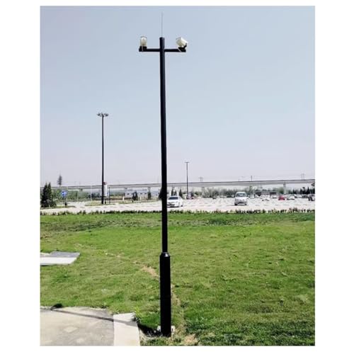 Außenüberwachungskamera-Ständer, Robuster Schwarzer Metall-Überwachungsmast, Montierte Industrielle Überwachungsstange Mit Blitzableiter Und Halterung(H-3.5m/11.4ft(2 Sections)) von HAIXHX