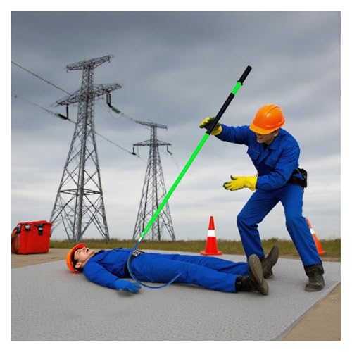 Hochspannungsisolationsstangen, Elektrische Sicherheitszugstange, Nichtleitende Fiberglas-Notfallrettungsstange Für Arbeiten An Unter Spannung Stehenden Leitungen(Green,100cm/39.4'') von HAIXHX