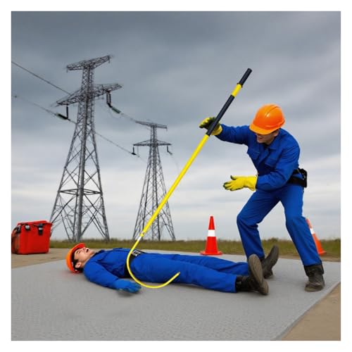 Hochspannungsisolationsstangen, Elektrische Sicherheitszugstange, Nichtleitende Fiberglas-Notfallrettungsstange Für Arbeiten An Unter Spannung Stehenden Leitungen(Yellow,200cm/78.7'') von HAIXHX