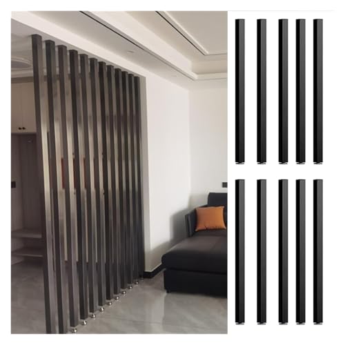 Privatsphäre-Trennwand Für Wohnzimmer, 8/10 Stück Holzlamellen-Wandteiler Zur Raumtrennung, Privatsphäre-Paravents Mit Verstellbaren Füßen(Black 10Pack,130cm/4.3ft High) von HAIXHX