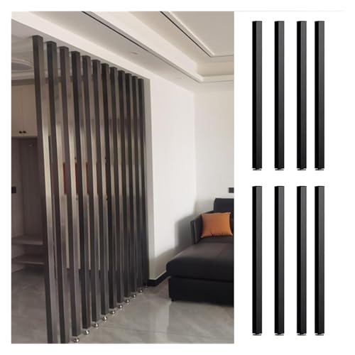 Privatsphäre-Trennwand Für Wohnzimmer, 8/10 Stück Holzlamellen-Wandteiler Zur Raumtrennung, Privatsphäre-Paravents Mit Verstellbaren Füßen(Black 8Pack,150cm/4.9ft High) von HAIXHX