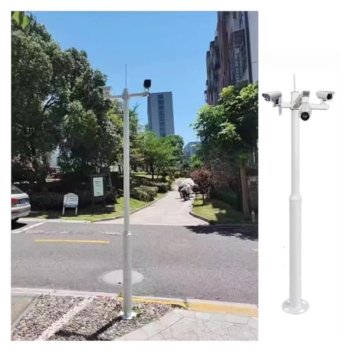 Wetterfester Sicherheitskameramast, Verzinkte Stahl-Überwachungshalterung Mit 4 Befestigungsarmen Und Blitzableiter, Für Flughäfen/Häfen/Baustellen(H-4m/13ft-2 Parts) von HAIXHX