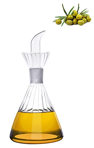HAIZEEN 250ml Olivenöl- und Essigglasspender Glas-Kreuztiegel, mit NICHT-TROPFENDEN FLÜSSIGKEITSAUSLASS für Küche und BBQ von HAIZEEN