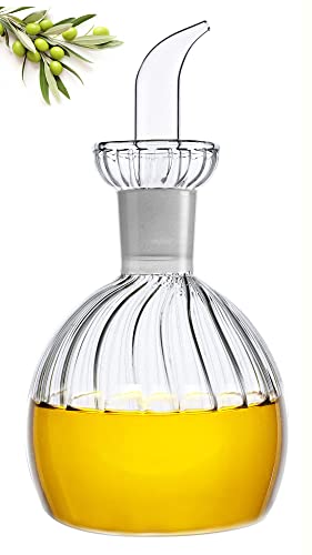 HAIZEEN 540ml Olivenölspender aus Glas mit Öl- und Essigflaschen mit tropffreiem Ausgießer ohne Trichter – Ölkaraffe, Dekanter für Küche und Grill von HAIZEEN