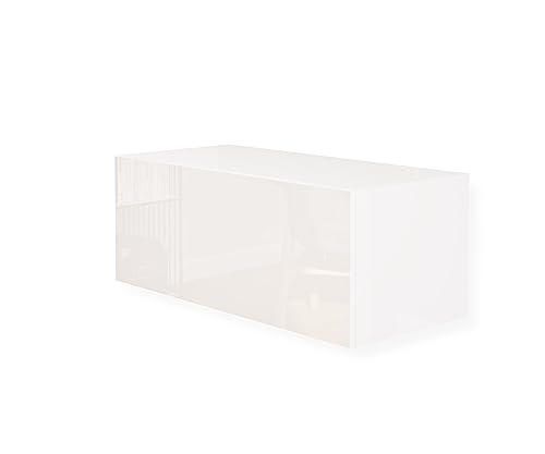 HAJDUK FURNITURE 90 cm Weiß-Hochglanz TV Lowboard TV Board Hängend Hängeschrank Wohnwand TV Möbel Fernsehschrank Fernsehtisch Sideboard HiFi 90x35x40 cm Holzwerkstoff von HAJDUK FURNITURE