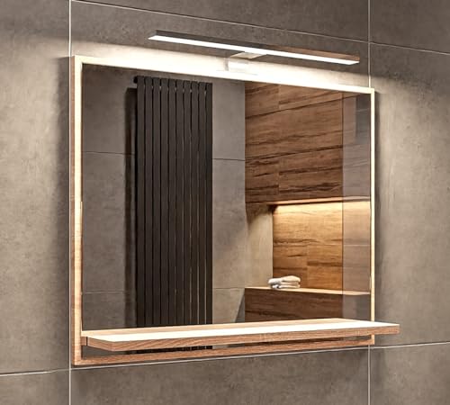 HAJDUK FURNITURE Badspiegel mit Beleuchtung 4000 K IP44 Sonoma H:50 x B: 60 cm - Bathroom Mirror - Moderner Badezimmer Spiegel Rechteckig mit Ablagen und LED - Wandspiegel mit Regal - Premium-Linie von HAJDUK FURNITURE