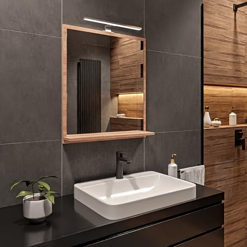 HAJDUK FURNITURE Badspiegel mit Beleuchtung 4000 K IP44 Sonoma H:70 x B:60 cm - Bathroom Mirror - Moderner Badezimmer Spiegel Rechteckig mit Ablage und LED - Wandspiegel mit Regal - Premium-Linie HAJDUK FURNITURE Badspiegel mit Beleuchtung 4000 K IP44 Sonoma H:70 x B:60 cm - Bathroom Mirror - Moderner Badezimmer Spiegel Rechteckig mit Ablage und LED - Wandspiegel mit Regal - Premium-Linie von HAJDUK FURNITURE