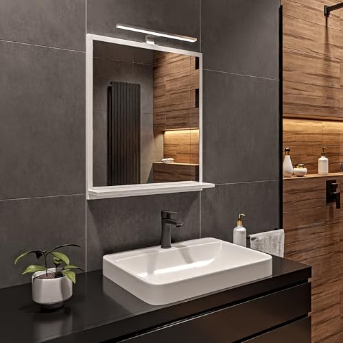 HAJDUK FURNITURE Badspiegel mit Beleuchtung 4000 K IP44 Weiß H:70 x B:60 cm - Bathroom Mirror - Moderner Badezimmer Spiegel Rechteckig mit Ablage und LED - Wandspiegel mit Regal - Premium-Linie HAJDUK FURNITURE Badspiegel mit Beleuchtung 4000 K IP44 Weiß H:70 x B:60 cm - Bathroom Mirror - Moderner Badezimmer Spiegel Rechteckig mit Ablage und LED - Wandspiegel mit Regal - Premium-Linie von HAJDUK FURNITURE
