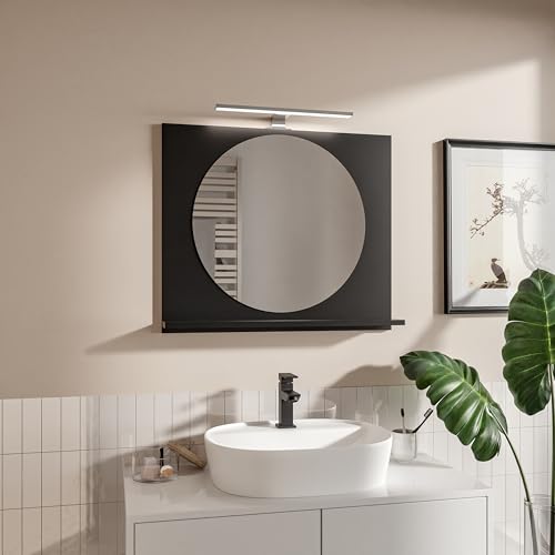 HAJDUK FURNITURE Badspiegel mit Beleuchtung und Ablage Schwarz H:60 x B: 70 cm Rund Spiegel ⌀55 cm Bathroom Mirror Moderner Badezimmer Spiegel Rechteckig Wandspiegel mit Regal LED-Gehäuse Chrom HAJDUK FURNITURE Badspiegel mit Beleuchtung und Ablage Schwarz H:60 x B: 70 cm Rund Spiegel ⌀55 cm Bathroom Mirror Moderner Badezimmer Spiegel Rechteckig Wandspiegel mit Regal LED-Gehäuse Chrom von HAJDUK FURNITURE