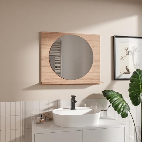 HAJDUK FURNITURE Sonoma Badspiegel 70x60x12 cm mit Ablage Rund Spiegel ⌀55 Bathroom Mirror Moderner Badezimmer Wandspiegel mit Regal HAJDUK FURNITURE Sonoma Badspiegel 70x60x12 cm mit Ablage Rund Spiegel ⌀55 Bathroom Mirror Moderner Badezimmer Wandspiegel mit Regal von HAJDUK FURNITURE