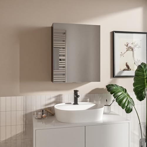 HAJDUK FURNITURE Spiegelschrank Bad 50x60 cm Schwarz Badschrank mit Spiegel Ablage und Griffloser Öffnung Hängeschrank Badezimmerspiegel Hängend von HAJDUK FURNITURE