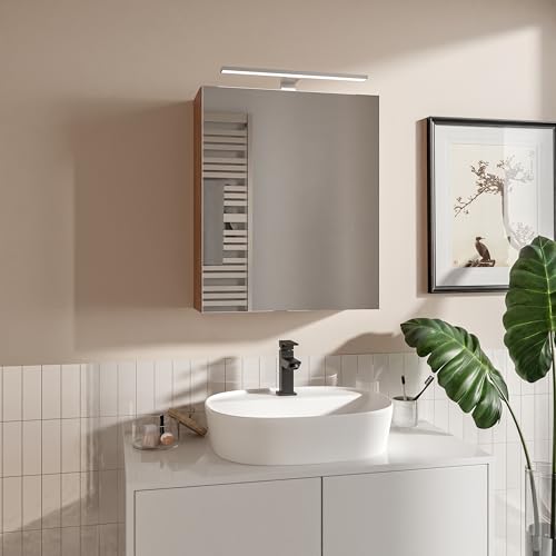HAJDUK FURNITURE Spiegelschrank Bad mit LED Beleuchtung 50x60 cm Eiche Sonoma Badschrank mit Spiegel Ablage und Griffloser Öffnung Aufsatzleuchte HAJDUK FURNITURE Spiegelschrank Bad mit LED Beleuchtung 50x60 cm Eiche Sonoma Badschrank mit Spiegel Ablage und Griffloser Öffnung Aufsatzleuchte von HAJDUK FURNITURE