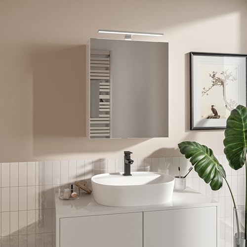 HAJDUK FURNITURE Spiegelschrank Bad mit LED Beleuchtung 50x60 cm Weiß Badschrank mit Spiegel Ablage und Griffloser Öffnung Aufsatzleuchte HAJDUK FURNITURE Spiegelschrank Bad mit LED Beleuchtung 50x60 cm Weiß Badschrank mit Spiegel Ablage und Griffloser Öffnung Aufsatzleuchte von HAJDUK FURNITURE