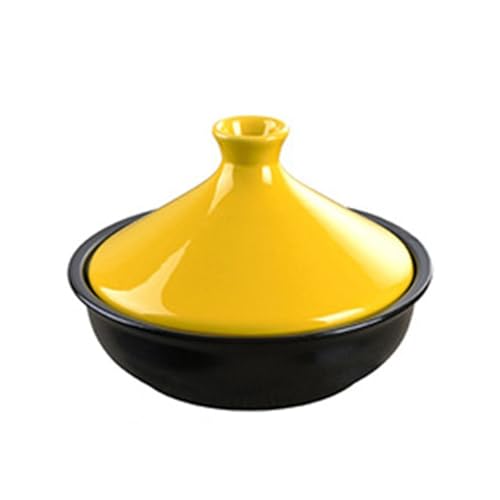HAJHI Gewerblich Tajine Topf für Gasherde Elektroherde Keramik Tagine Marokko Mit Deckel Traditionell für Küche Kochen(L,Gelb) von HAJHI