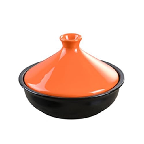 HAJHI Gewerblich Tajine Topf für Gasherde Elektroherde Keramik Tagine Marokko Mit Deckel Traditionell für Küche Kochen(L,Orange) von HAJHI