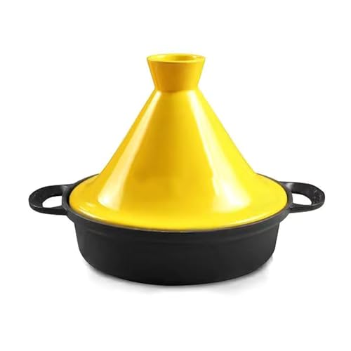 HAJHI Gusseisen Tajine Topf Induktionskompatibel Gas Tagine Marokko Mit Keramikdeckel Doppelgriffe Hält Die Feuchtigkeit Kochgeschirr Nicht Haftend(Gelb) von HAJHI
