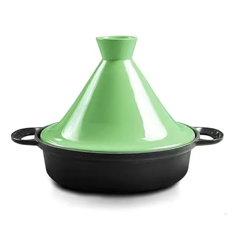 HAJHI Gusseisen Tajine Topf Induktionskompatibel Gas Tagine Marokko Mit Keramikdeckel Doppelgriffe Hält Die Feuchtigkeit Kochgeschirr Nicht Haftend(GrüN) von HAJHI
