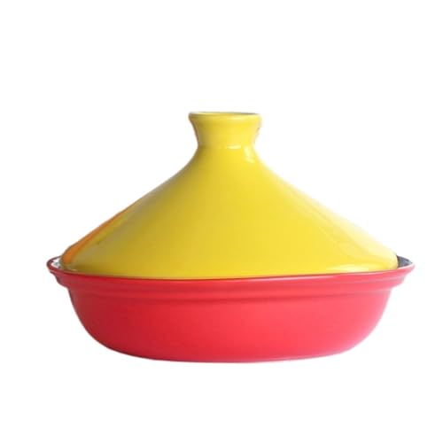 HAJHI Keramik Tajine Topf Zum Kochen Offene Flamme Dämpfen Tagine Marokko Mit Deckel Restaurant für 2-4 Personen(Gelb) von HAJHI