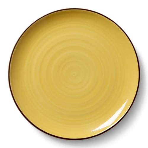 Kähler Design Colore Teller flach aus Keramik in Handarbeit hergestellt, in der Farbe: saffron yellow, Durchmesser: 27 cm, 690601 von HAK Kähler