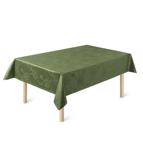 Kähler Design Hammershøi Poppy Damast-Tischdecke aus 100% Baumwolle, in der Farbe: Grün, Größe: 150x370 cm, 693715 von HAK Kähler