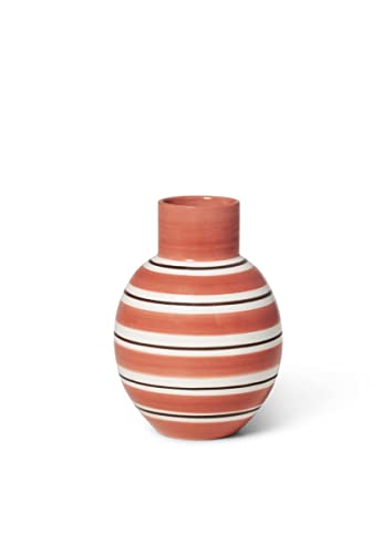 Kähler Vase H14.5 cm Omaggio Nuovo für Blumen mit handgemalte Streifen, rot von HAK Kähler