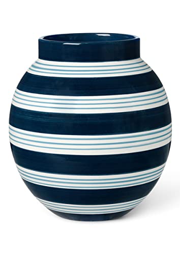 Kähler Vase H20.5 cm Omaggio Nuovo für Blumen mit handgemalte Streifen, blau von HAK Kähler