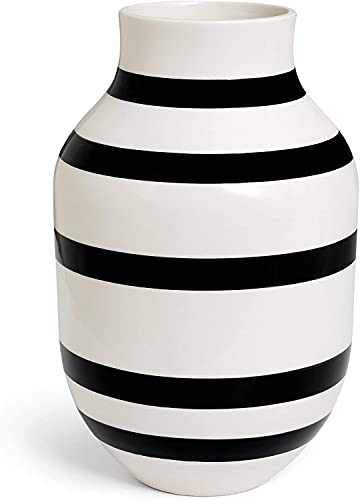 Kähler Vase H31 cm Omaggio Originaldesign mit handgemalte Streifen, schwarz von HAK Kähler