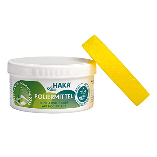 HAKA Poliermittel | 300 g | Entfernt hartnäckige Verschmutzungen von Kunststoffoberflächen | Poliert Schmuck, Metalle und Edelstahl auf Hochglanz | Langanhaltender Wasser-Abperl-Effekt von HAKA