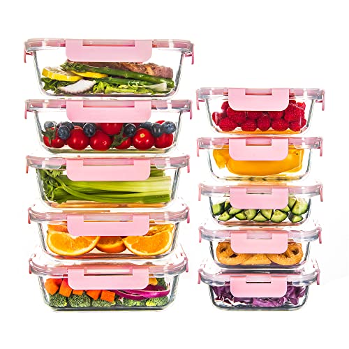 HAKEEMI 10 Pack Glas Lebensmittel Lagerung Container, luftdicht Mahlzeit Prep Container mit Deckel, Glas Mittagessen Container, Mikrowelle/spülmaschinenfest, Rosa HAKEEMI 10 Pack Glas Lebensmittel Lagerung Container, luftdicht Mahlzeit Prep Container mit Deckel, Glas Mittagessen Container, Mikrowelle/spülmaschinenfest, Rosa von HAKEEMI