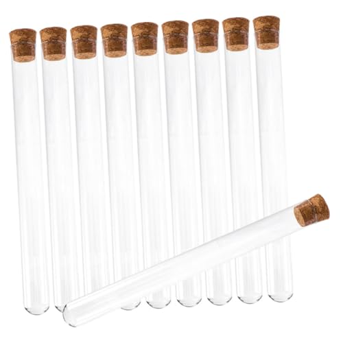 HAKIDZEL 10 Stück Teiliges Glas-testrohre mit Korkverschluss Transparent Gebogen aus Robustem Glas Auslaufsicher und Wiederverwendbar für Wissenschaftliche Experimente und Aufbewahrung von HAKIDZEL