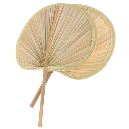 HAKIDZEL 2 Stück Handgefertigter Bananeblatt Fächer Leichter Tragbarer Handfächer für Sommer Vielseitig als Hochzeit Handfächer und Rustikale Wanddekoration für Outdoor und Unterwegs von HAKIDZEL