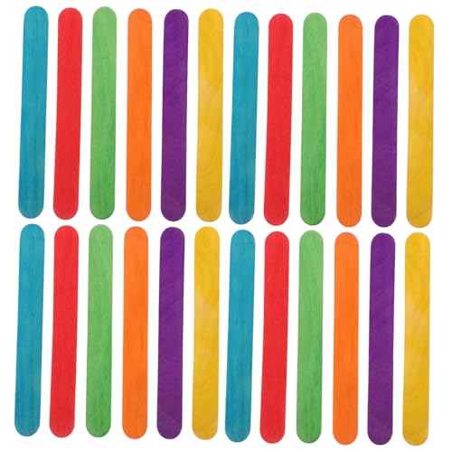 HAKIDZEL 50 Stück Bunte Dicke Eisstiele aus Holz Jumbo Craft Sticks für DIY Bastelarbeiten Kunstprojekte Kreativität Langlebige Holzstäbe zum Basteln und Modellieren von HAKIDZEL