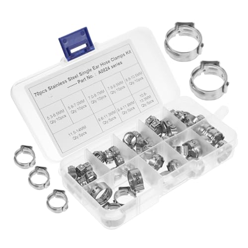 HAKIDZEL 70 Stück Teiliges Edelstahl Crimpring Sortiment Langlebige Pex Schlauchschellen für Rohrbefestigung Korrosionsbeständig Präzise Verarbeitung Vielseitig Einsetzbar für Benzin- Luft von HAKIDZEL