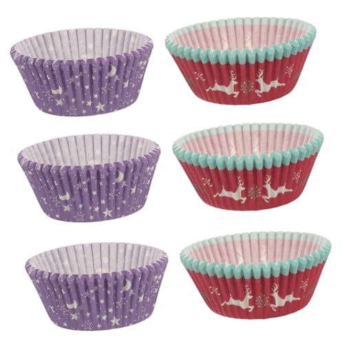 HAKIDZEL 250 Stück Weihnachtskuchenbecher Papierbecher kleine Kuchenförmchen unverformbare Kuchenförmchen Backformen Bratpfanne Muffinförmchen Cupcake-Förmchen Weihnachten Liner von HAKIDZEL