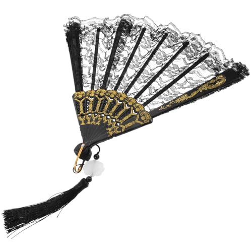 HAKIDZEL Eleganter Schwarzer Spitzen-handfächer mit Tassel Faltbarer Leichter Chinesischer Fächer für Sommer Wanddeko und Traditionelle Teeparty Stabile Struktur Tragbar und Langlebig HAKIDZEL Eleganter Schwarzer Spitzen-handfächer mit Tassel Faltbarer Leichter Chinesischer Fächer für Sommer Wanddeko und Traditionelle Teeparty Stabile Struktur Tragbar und Langlebig von HAKIDZEL