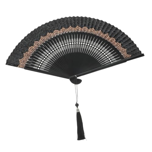HAKIDZEL Japanischer Faltfächer Holz Handventilator Retro Faltbar mit Tassel für Bühne Tanz Party Geschenk Wanddekoration Vintage Asiatischer Handfächer von HAKIDZEL