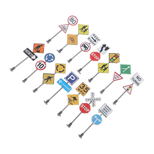 HAKIDZEL Miniatur-Verkehrsschilder, langlebige Sandtischdekoration für Spielsachen für Verkehrssicherheit, Bildung für Modelle, Lernaktivitäten, 14 Stück von HAKIDZEL