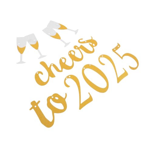 HAKIDZEL Neujahrsbanner Cheers to Goldfarbenes Party Dekorations Set Glänzender Wiederverwendbarer Papierbanner für Wohnzimmer Büro Wand Baum Elegante Silvesterfeier von HAKIDZEL