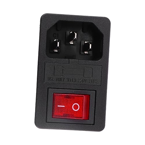 HAKIDZEL Pin Ac Power Inlet mit Schalter und Licht Robuste Steckdose Polyamid mit Nickelbeschichtung für Cnc Controller Fitnessgeräte und Industrielle Anwendungen von HAKIDZEL