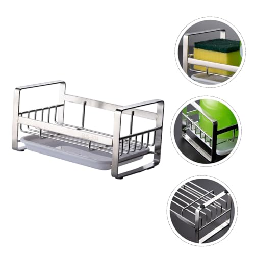 HAKIDZEL Praktischer Edelstahl Spülbecken Organizer mit Abtropfschale Robustes und Verschleißfestes Aufbewahrungsregal für Küche und Bad Korrosionsbeständiger Schwammhalter HAKIDZEL Praktischer Edelstahl Spülbecken Organizer mit Abtropfschale Robustes und Verschleißfestes Aufbewahrungsregal für Küche und Bad Korrosionsbeständiger Schwammhalter von HAKIDZEL