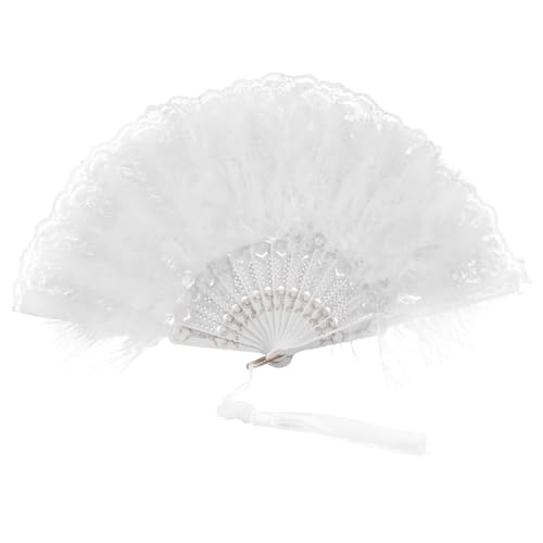 HAKIDZEL Vintage Spitzen-handfächer mit Federn Eleganter Brautfächer für Damen Dekorativer Party Bühnenfächer Chinesischer Stil mit Quaste Kühlend und Praktisch für Sommerveranstaltungen HAKIDZEL Vintage Spitzen-handfächer mit Federn Eleganter Brautfächer für Damen Dekorativer Party Bühnenfächer Chinesischer Stil mit Quaste Kühlend und Praktisch für Sommerveranstaltungen von HAKIDZEL