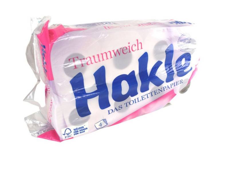 HAKLE Toilettenpapier Toilettenpapier Traumweich weiß 4-lagig 8 Rollen á 130 Blatt Klopapier, weiche Zusammensetzung von HAKLE