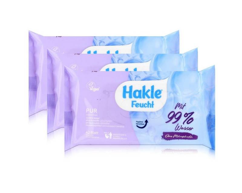 HAKLE feuchtes Toilettenpapier Hakle Feucht Pur mit 99% Wasser 42 Blatt - Toilettenpapier (3er Pack) von HAKLE